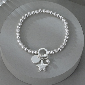 Star Disc Beaded Bracelet - Silver